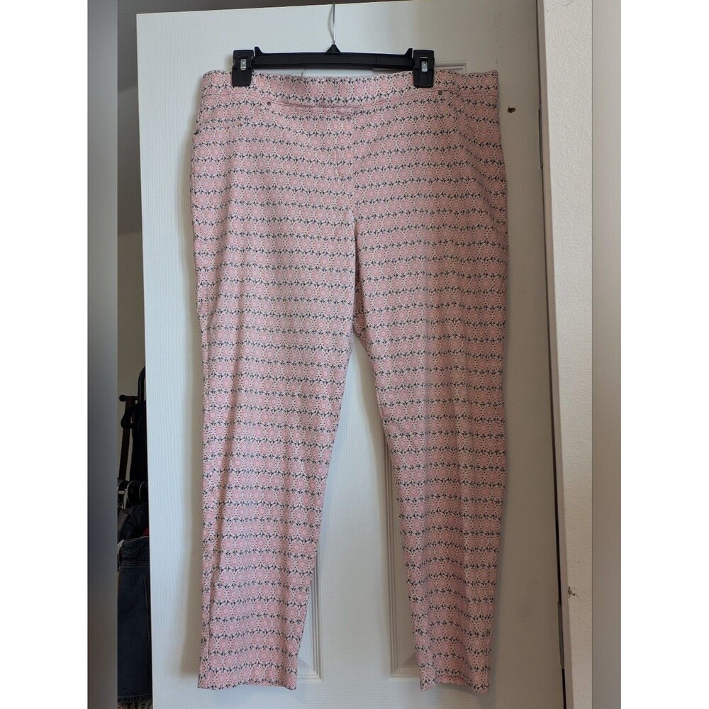 89th & Madison Pink Patterned Straight-Leg Stretch Pants Size XL